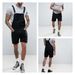 Men's Clothing Denim White Black Rim Shorts Jumpsuit Overalls_viptrois.com