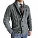 2025 Autumn And Winter New Knitted Jacquard Cardigan Sweater Men's Lapel Long Sleeved Twisted Flower Jacket Trend_viptrois.com