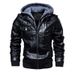 Men's PU Leather Hooded Jacket With Fleece Lining, Slim Fit Winter Coat, Two-Tone Design, Casual Outerwear For Urban Style (S-5XL, Multiple Colors)_viptrois.com