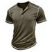 Men's Clothing Men's Short Sleeve Henry Shirt Men's Round Neck T Shirt 3 Button Top Men_viptrois.com