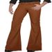 Men's Clothing Solid Color Daily Casual Elastic Slim Retro Flared Pants_viptrois.com