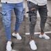 men's jeans trendy ripped knee zipper small foot trousers wholesale_viptrois.com