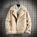 Men's Clothing winter quality leather fur plus velvet thickened jacket men's lapel leather jacket large size men_viptrois.com