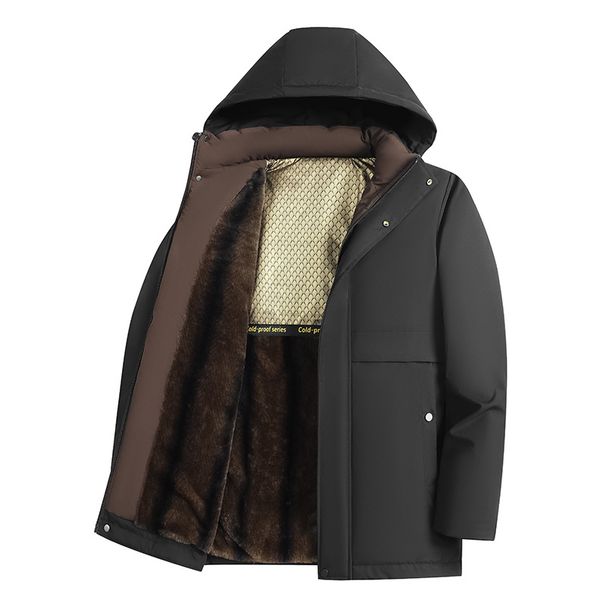 Winter Detachable Hat Cotton Jacket Men's Fleece Medium And Long Jacket Graphene_viptrois.com