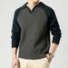 Men's Half-Zip Polo Collar Sweater – Autumn Casual Knit Top With Contrast Lapel (Dark Green/Ha Ching, Sizes M-XXXL, Standard Fit)_viptrois.com