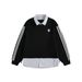 Two-Piece Vertical Striped Color Block Turn-Down Collar Pullover Sweatshirt Unisex Loose Casual Design Three-Stripe_viptrois.com