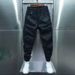 Teenage and guys little young men clothing pants solid color elastic splicing slim fitting pants trendy brand Korean version versatile harem pants_viptrois.com