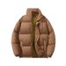 Unisex Letter-Print Winter Jacket – Windproof Stand Collar Padded Coat, Warm & Stylish (Black/Coffee/White/Pink)_viptrois.com