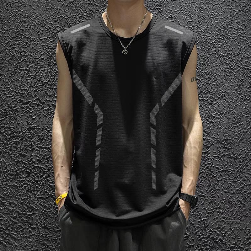 Men's Clothing Men's Vest Quick Drying Sleeveless T Shirt Ice Silk Sports Top Loose Running Short Sleeve Training Fitness_viptrois.com
