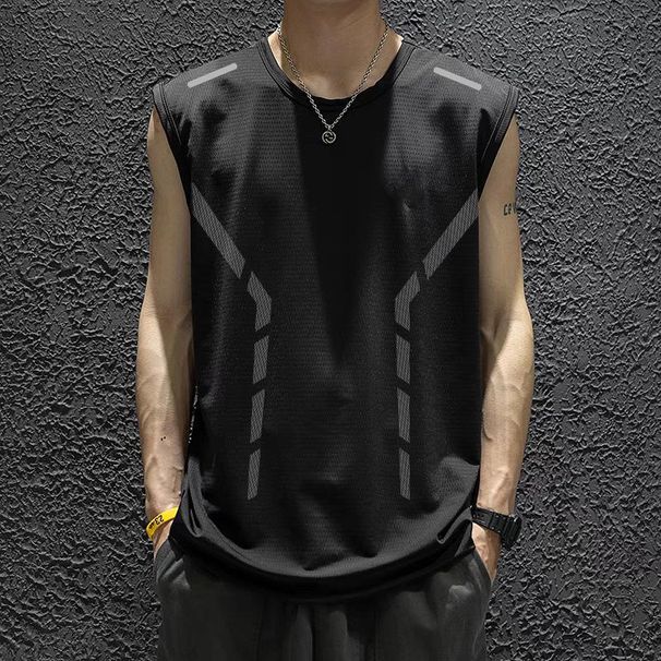 Men's Clothing Men's Vest Quick Drying Sleeveless T Shirt Ice Silk Sports Top Loose Running Short Sleeve Training Fitness_viptrois.com