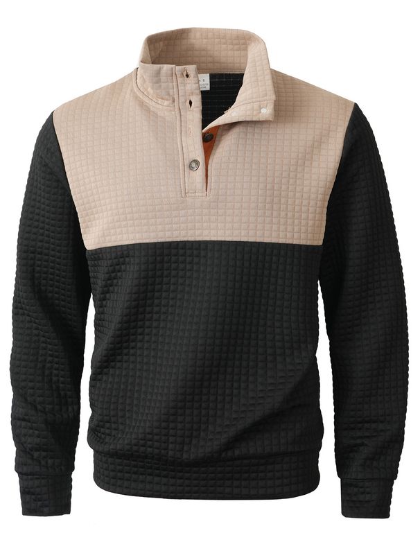 Men’s Color-Block Quarter-Zip Sweatshirt – Thermal Lined Polyester Pullover (Windproof, 4 Colorways, S-XXXL)_viptrois.com