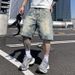 Men's Clothing High Street Plaid Denim Shorts Trend Retro Loose Straight Jacquard Five Point Pants_viptrois.com