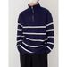 Autumn And Winter Half High Collar Zipper Striped Sweater Men's Loose Pullover Bottoming Sweater_viptrois.com