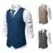 2025 New Men's Herringbone Fabric Double-breasted Retro Lapel Suit Vest_viptrois.com