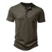 Unbeatable Quality Ins 2025 Summer Sale Men's Solid Color Henry Collar Short Sleeve T-shirt Polo Shirt_viptrois.com