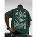 Camiseta Casual Hombre Con Estampado Floral Y De Aves Poliéster Transpirable, Cuello Redondo, Manga Corta - Perfecta_viptrois.com