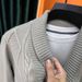 Men’s Shawl Collar Knit Cardigan – Oversized Casual Sweater (M-4XL, Black/Khaki/Grey)_viptrois.com