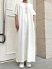 Men's Clothing Turkish Muslim Men's Short Sleeved Solid Color Medium Length Blouse Men_viptrois.com