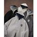 Men's Casual Hooded Sweatshirt With Double Zipper & Space Print – Oversized Streetwear Pullover, Soft Cotton Blend, Unisex Fashion (Gray, M-3XL)_viptrois.com