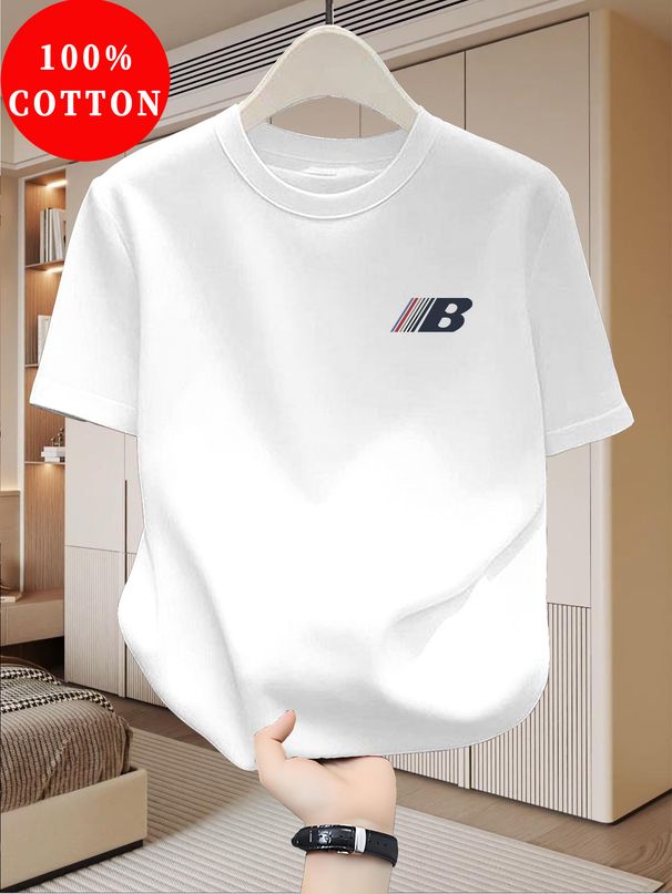 100 Cotton Men's Summer Short Sleeved Round Neck Loose Oversized T-shirt Top Breathable And Comfortable_viptrois.com