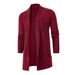 "Men's Mid-Length Knit Cardigan – Lightweight Loose-Fit Layering Jacket (Khaki, Grey, Navy, Burgundy, Black, M-3XL)"_viptrois.com