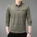 Autumn New Turn-Down Collar Long Sleeve T-Shirt Real Pocket Thin Plaid Middle-Aged Men's Polo Shirt Wholesale_viptrois.com