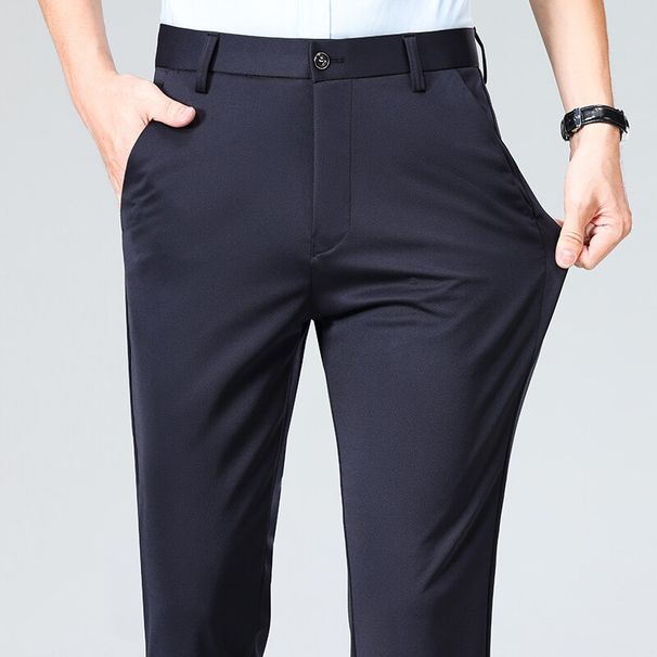 Pure 2025 Spring New Men's Casual Long Four-Way Stretch Loose Straight Suit Pants Factory Wholesale_viptrois.com