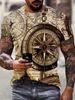 Men's T-shirt 3d Vintage Compass Pattern 3d Print T-shirts Men Women Fashion T Shirt Hip Hop Tops Tees Outdoors Clothes Male_viptrois.com