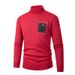 Men's High Neck Knit Sweater With Patchwork Design, Fleece-Lined Warm Pullover For Autumn Winter, Slim Fit Casual Comfortable Tops_viptrois.com