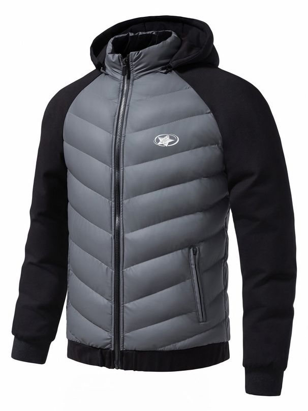 Men's Clothing Men's Warm Outerwear, Fleece Lined Leather Jacket, Cotton Padded Coat, Star Logo Leather Jacket, Cotton Padded Warm Outerwear_viptrois.com