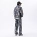 Men's American Style Trendy Jacquard Denim Jacket High Street Retro Loose Straight Leg Jeans Suit For Spring Autumn_viptrois.com