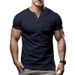 Men's New Summer Short-sleeved T-shirt Slim Casual V-neck Short-sleeved Tops_viptrois.com
