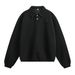 Men's Retro Polo Collar Sweatshirt With Color Block Letter Print, Oversized Fit, Casual Streetwear Pullover For Autumn_viptrois.com