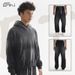 Men's Retro Loose Fit Hoodie & Jogger Set - Fleece-Lined Streetwear With Cat Whisker Design, Winter Casual Outfit For Urban Style (Grey/Black, S-XXL_viptrois.com