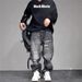 Cross-border Distressed Ripped Jeans For Men, Straight Loose Fit, Slimming, Slightly Flared Wide-leg Pants, Summer_viptrois.com