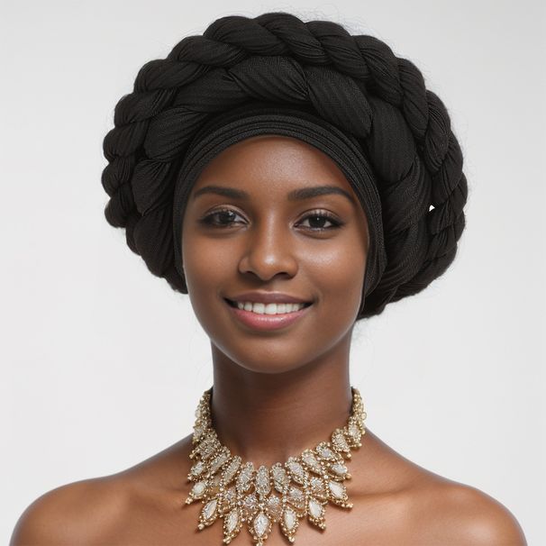New Style Messy Linen Wrinkled Hand Woven Double Layer Twisted Hat African Hat Baotou Hat Headscarf_viptrois.com