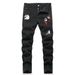 Kids’ Clothing Middle And Large Non Elastic Black Embroidered Denim Straight Trousers_viptrois.com