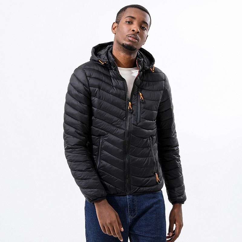 Lightweight Winter Jacket For Men - Detachable Hood, Waterproof & Windproof, Comfortable Nylon Shell, Multiple Colors & Sizes_viptrois.com