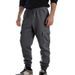 Men's Fleece Lined Cargo Pants Casual Loose Fit Long Trousers Multi Pocket Autumn Winter Drawstring_viptrois.com
