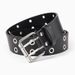 Punk Grommet Belt With Double Roller Buckle - Edgy Adjustable Waistband For Streetwear & Y2K Looks_viptrois.com
