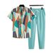Men's Clothing Fashion Casual Ethnic Style Printed Short Sleeved Shirt Trousers Suit Breathable And Comfortable_viptrois.com