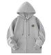 Unisex Oversized Zip-Up Hoodie – Embroidered Letter Patch & Streetwear Style_viptrois.com