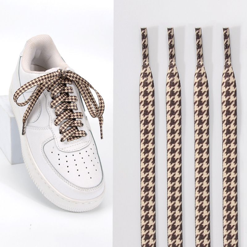 Houndstooth stripes versatile sports casual flat print flat stripes shoelaces_viptrois.com