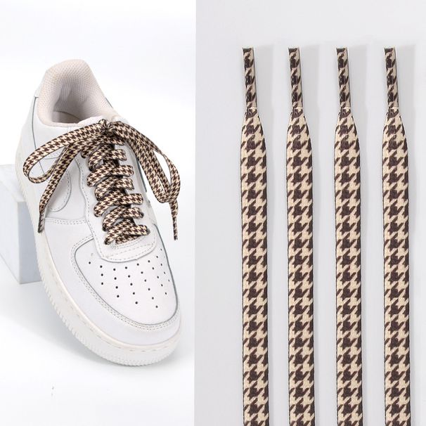 Houndstooth stripes versatile sports casual flat print flat stripes shoelaces_viptrois.com