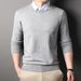 V-neck Fake Two-piece Thickened Knitted Sweater Medium Casual Dad Long-sleeved Bottoming Shirt_viptrois.com