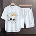 Men's Clothing 2024 Waffle Casual Summer Suit Men's Loose Teen Short sleeved T shirt Shorts Handsome Two piece Suit_viptrois.com