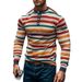 24 Autumn Winter New American Style Colorful Striped Casual Crew Neck Loose Henry Long Sleeve T-Shirt Men's Top_viptrois.com