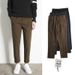 Men's Korean Style Woolen Trousers Autumn Winter Straight Leg Thick Cropped Elastic Waist Casual Trendy Bottoms_viptrois.com
