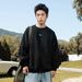 Split Structure Heavy Suede Round Neck Sweatshirt Men's Autumn Style Contrast Color Embroidery Pullover Trendy Brand Top Jacket_viptrois.com