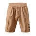 Men's Clothing Summer Men's Loose American Linen Beach Casual Button Solid Color Five Point Sports Shorts Men_viptrois.com